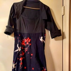 Mid sleeve retro dress